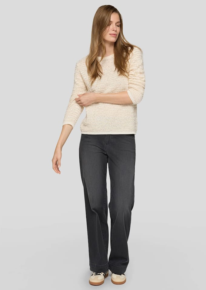 Tricot pullover met lintjesgaren - beige - Gr. 42 van Goldner Fashion