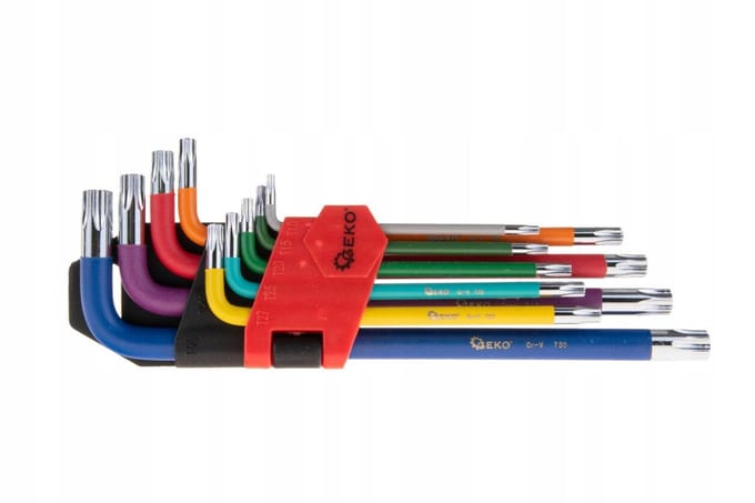 GEKO 9-delige Torx-sleutelset - Kleurgecodeerd - CrV Staal - T10-T50