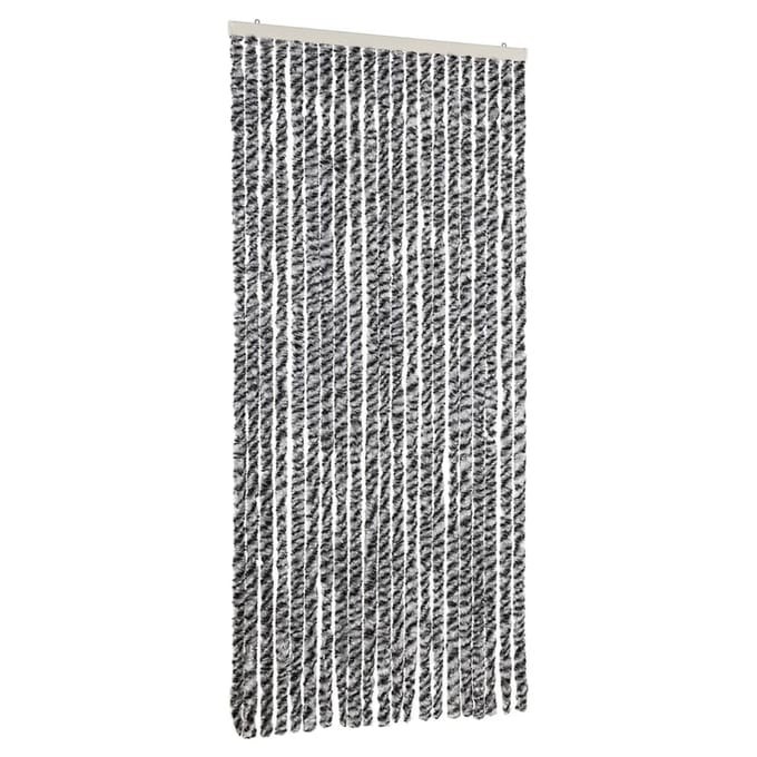 vidaXL - Vliegengordijn - 90x220 - cm - chenille - grijs - en - zwart-wit