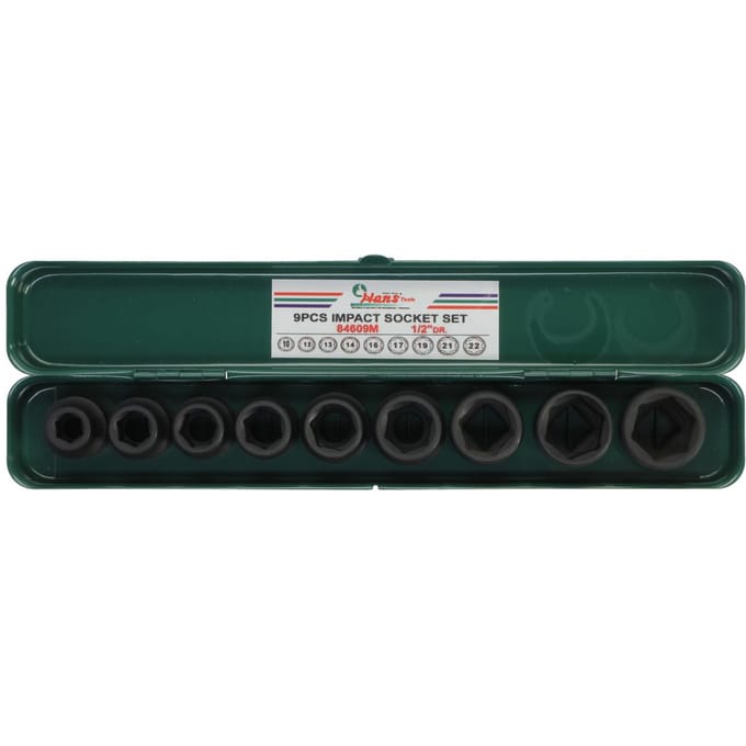 Contactdoos set HANS 1/2 9 stuks 11-22 mm, zeskant kort