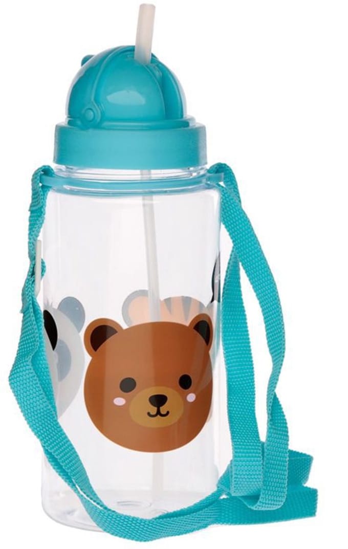 Drinkfles met rietje wilde dieren - Puckator