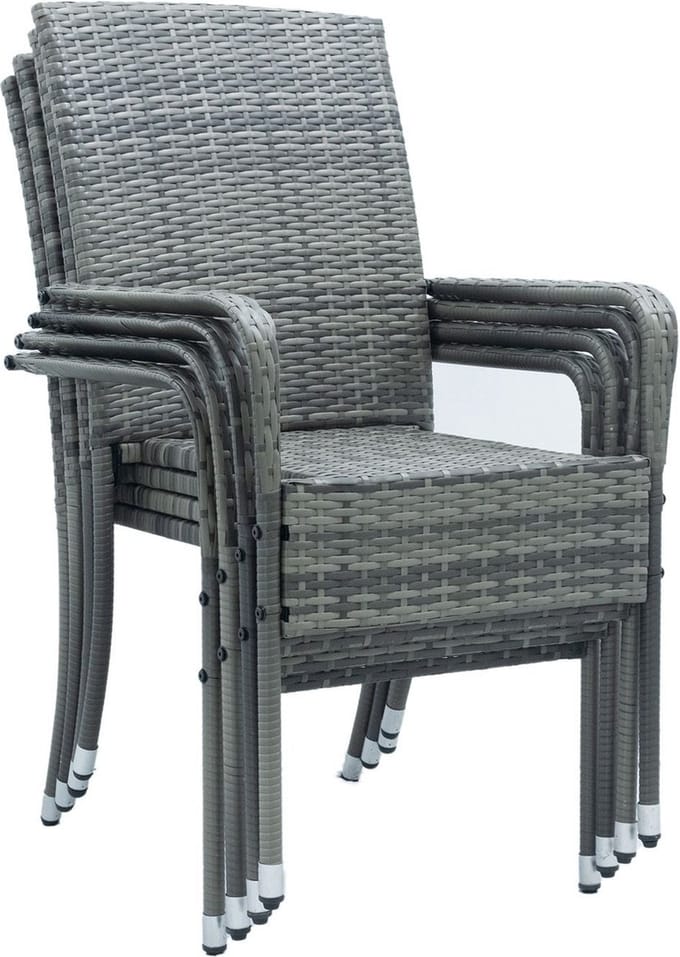 Polyrotan Tuinstoelen Yoro - 4-delig - Grijs - Stapelbaar