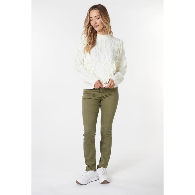 EsQualo Sweater Cable Fringes Off White Taglia: S | Maglioni a maglia Outlet | Donna | Bianco