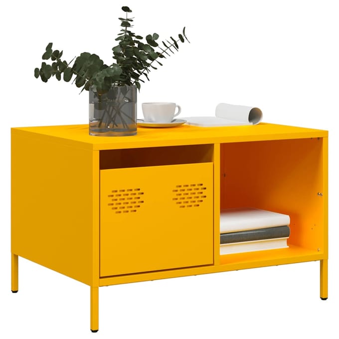 vidaXL - Salontafel - 68,5x50x43,5 - cm - koudgewalst - staal - mosterdgeel