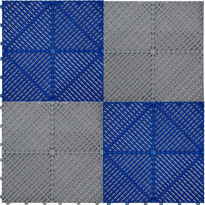 Geventileerde kliktegels - grijs/blauw - 6m x 6m - antislip
