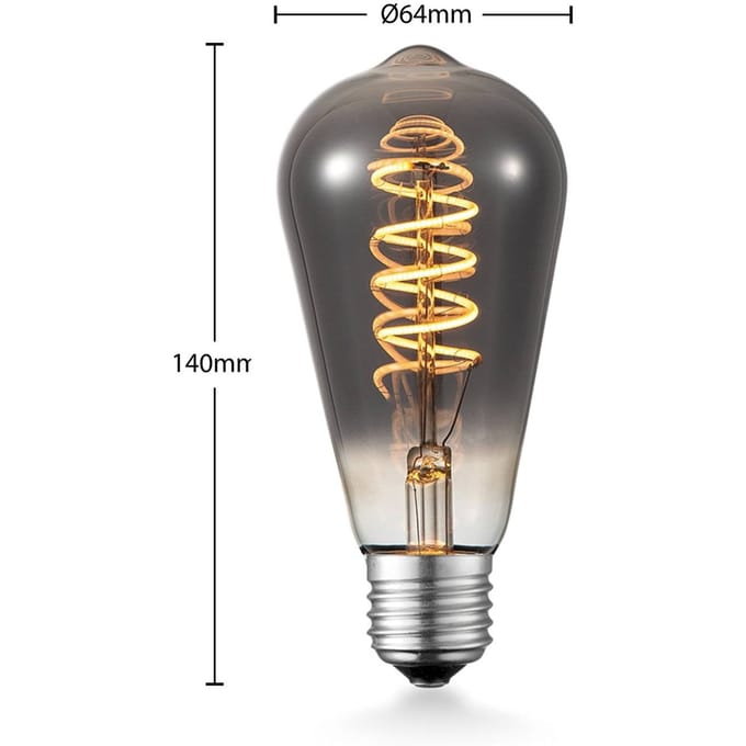 Lucande LED lamp E27 ST64 4W titanium 1.800K dimbaar