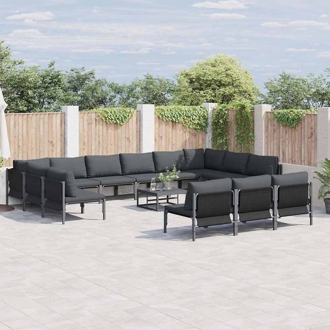 vidaXL - Tuinbank - Set - 13 - st - Zwart - Staal