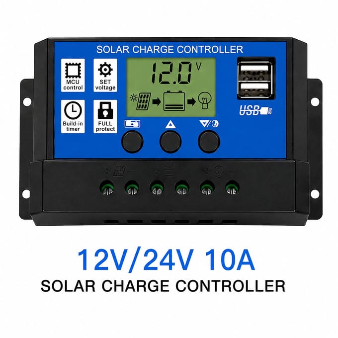 VHV 20A DC 12V - 24V PWM Solar laadregelaar met LCD en 5V USB-2025