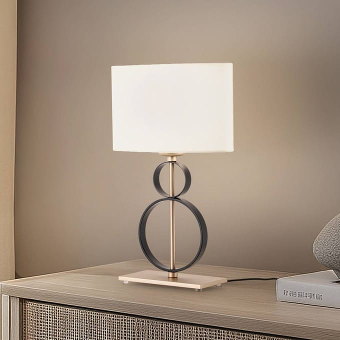 Argon Tafellamp Priam, zwart/goud, staal, hoogte 42 cm
