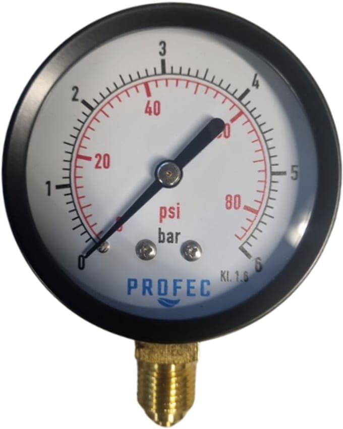 Profec Manometer 63 mm buitendraad 0 - 6 bar zwart type droog onderaansluiting 1/4"