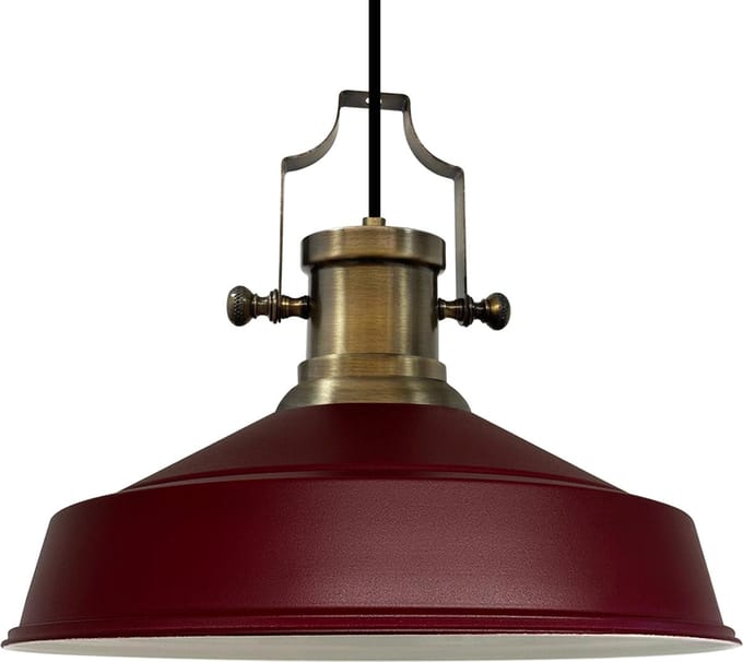 Bamyum Asletl-SE Hanglamp Industrieel van Metaal Ø40 cm, Hanglamp E27, Vintage Bordeaux Lamppendel