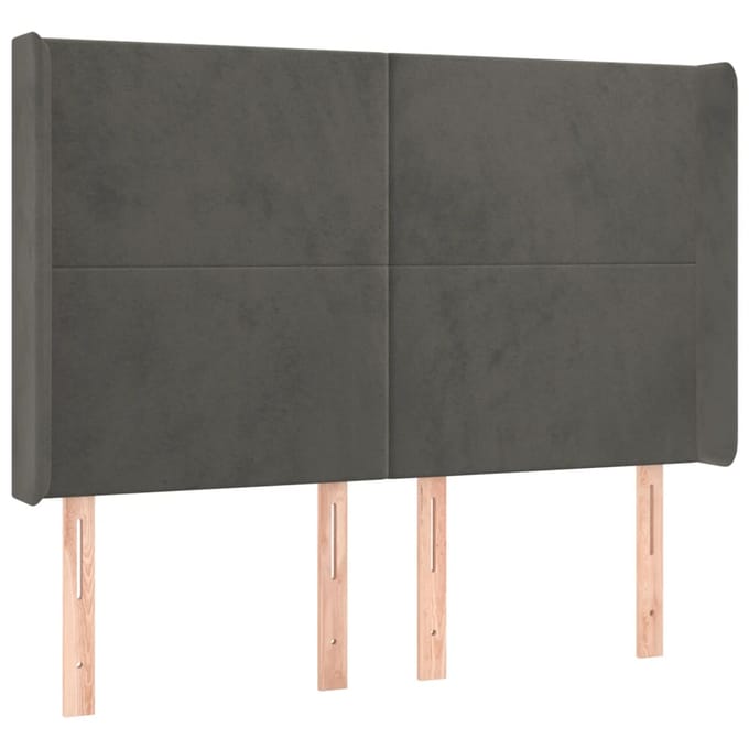 vidaXL - Hoofdbord - LED - 147x16x118/128 - cm - fluweel - donkergrijs
