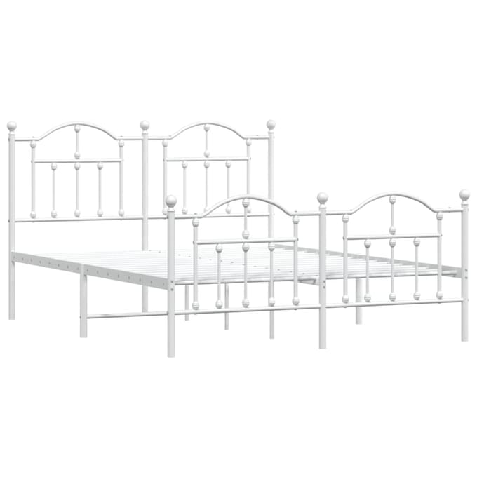 vidaXL - Bedframe - met - hoofd- - en - voeteneinde - metaal - wit - 135x190 - cm