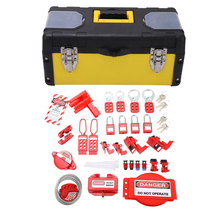 Kit de Consignation Électrique Résistant aux Hautes Températures Ensemble de Consignations de Circuits avec Boîte à Outils black