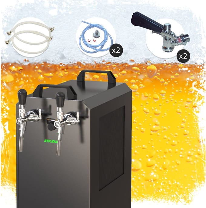 Complete set - Biertap STREAM 80K met luchtpomp bierkist, stromingskoeler 2-lijns droge koeler .