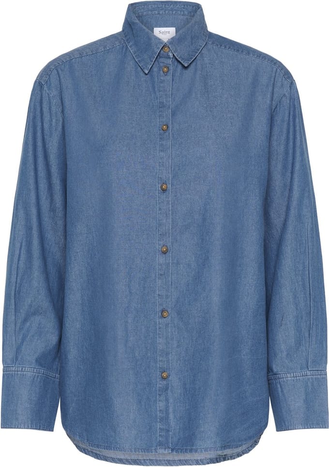 Saint Tropez OjettaSZ Shirt Dames Overhemd - Medium Blue Denim