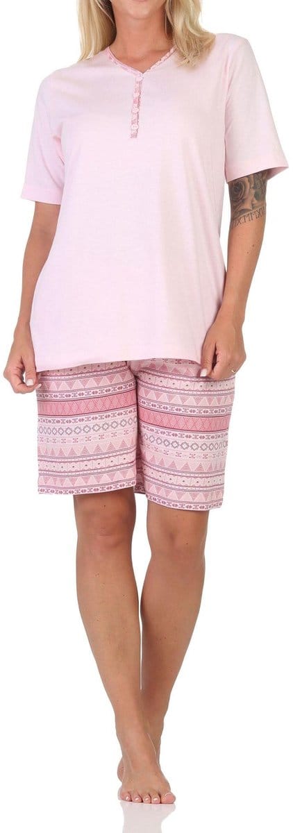 Normann dames pyjama shorty met korte mouwen in Ethnolook - Ook in oversizes
