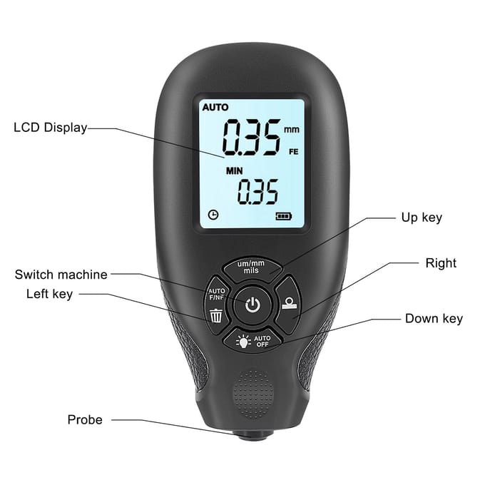 0-2000UM Diktemeter Hoge nauwkeurige LCD Digitale autofilmdiktemeter Autolakcoating