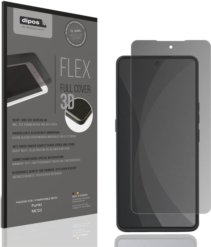 dipos FLEX – Matte Privacy Screenprotector geschikt voor Punkt MC03 | Volledige Schermbescherming | Case-Friendly