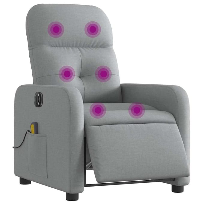 vidaXL - Massagestoel - elektrisch - verstelbaar - stof - lichtgrijs