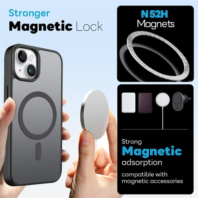 Northjo 2-in-1 iPhone 14 Hoesje – Shockproof, MagSafe + Screenprotector Zwart