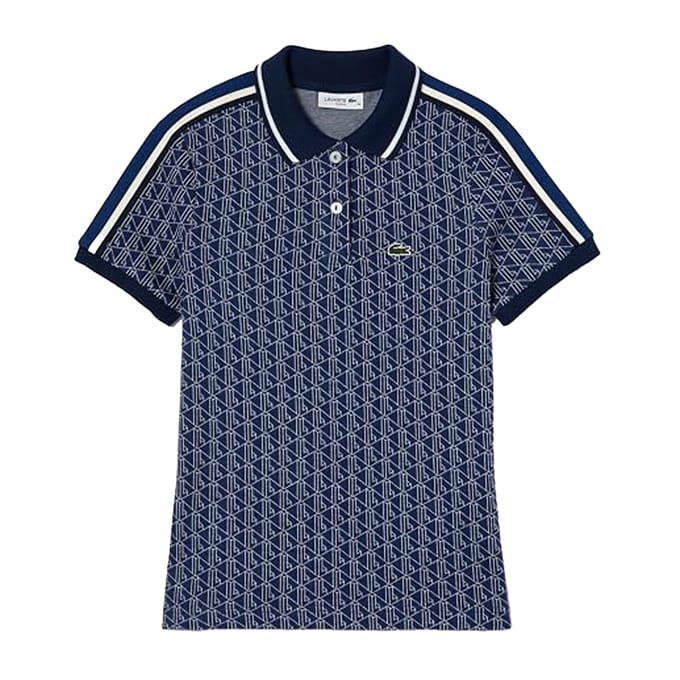 Lacoste Dames Jacquard Slim Kortekorte Polo (Methyl Blauw)