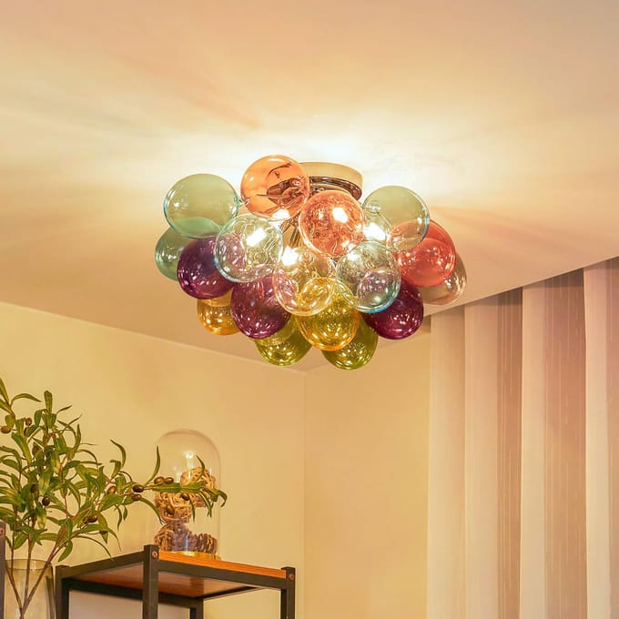 Lucande - plafondlamp - 6lichts - Glas - H: 32 cm - G9 - meerkleurig