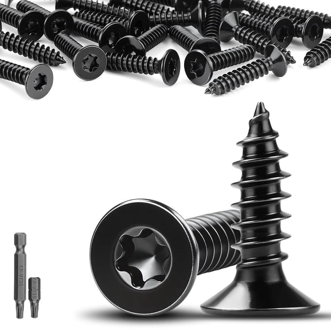 Zwarte Houtschroeven M4 x 20 mm Torx Verzonken Kop Volledig Schroefdraad