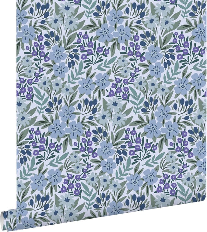 ESTAhome behang bloemen blauw - 50 x 900 cm - 131447