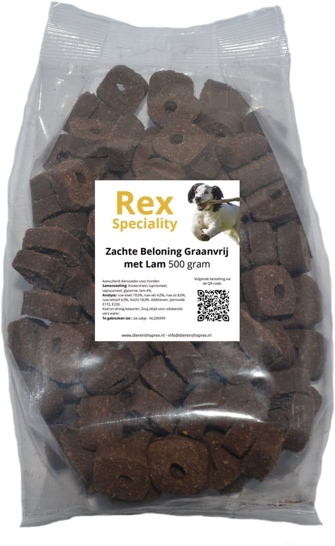 Rex Speciality Zachte beloning hond Graanvrij Lam 500 gram