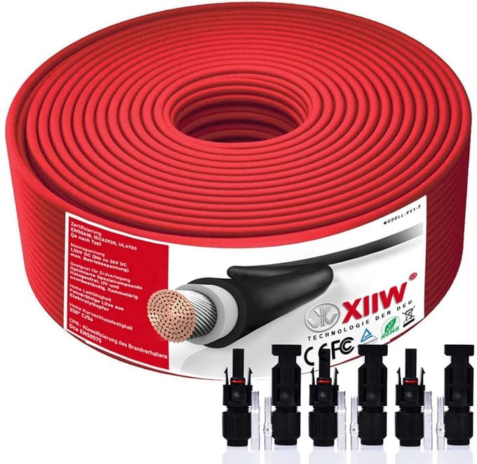 Zonnepaneel Verlengkabel 10m Rood 4mm² UV-bestendig IP67