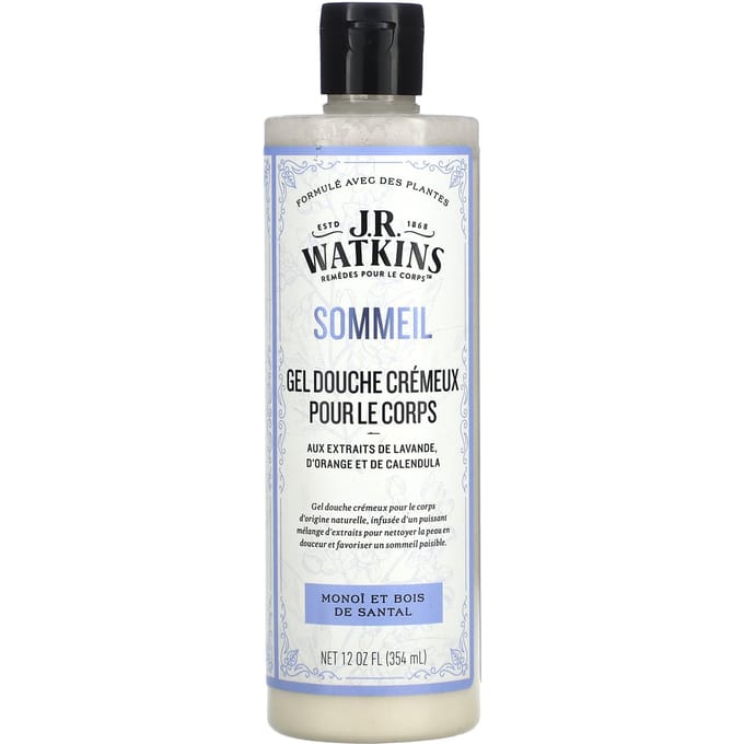 J R Watkins, Sleep, Creamy Body Wash, Monoi & Sandalwood, 12 fl oz (354 ml) white