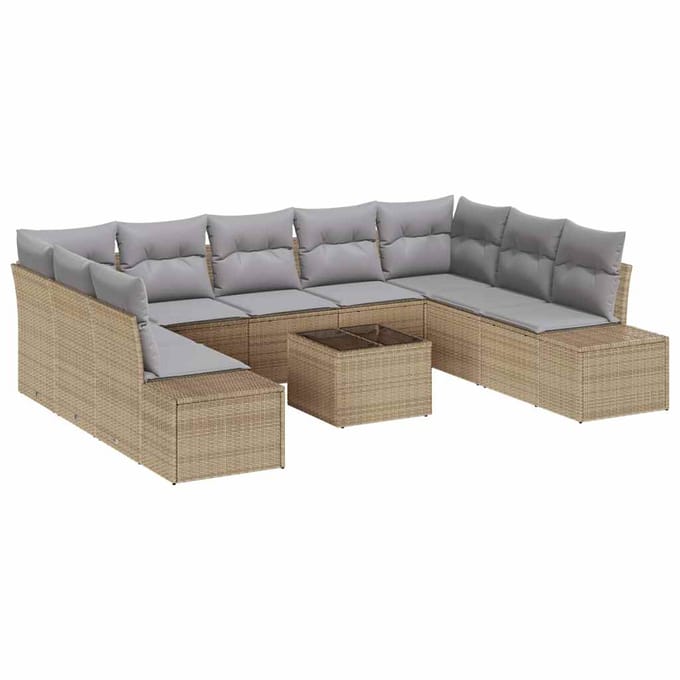 vidaXL Tuin Sofa Set 10 st Beige poly rattan