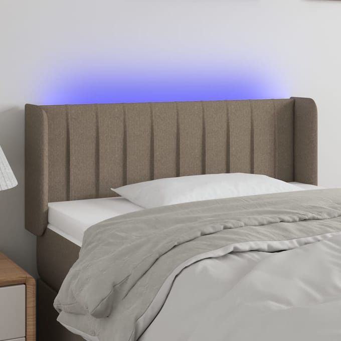vidaXL - Hoofdbord - LED - 93x16x78/88 - cm - stof - taupe