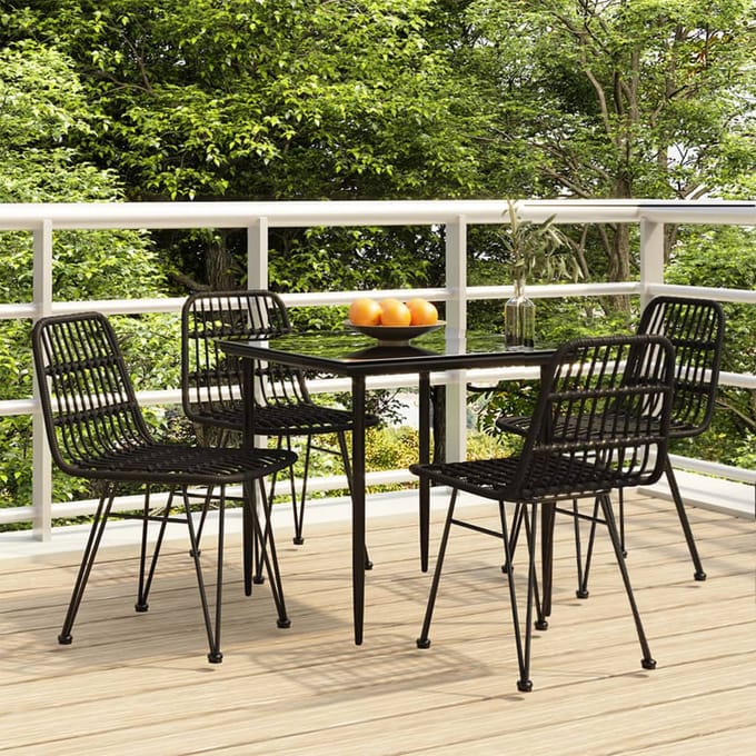 vidaXL - 5-delige - Tuinset - poly - rattan - zwart