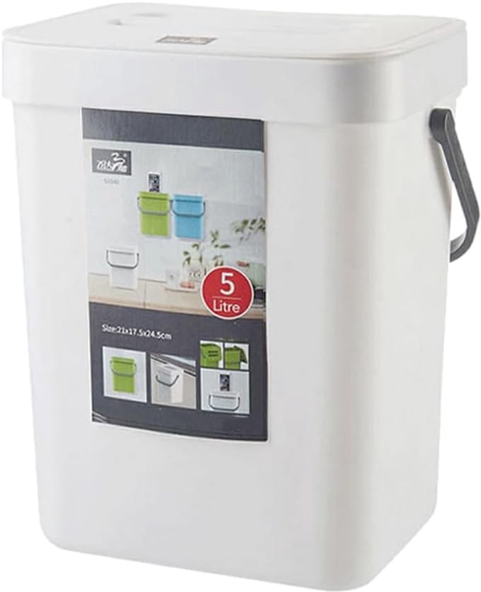 Wand Prullenbak - Ruimtebespaarder - Afval Scheiden - Niet-geperforeerd - 5L Inhoud - Wit