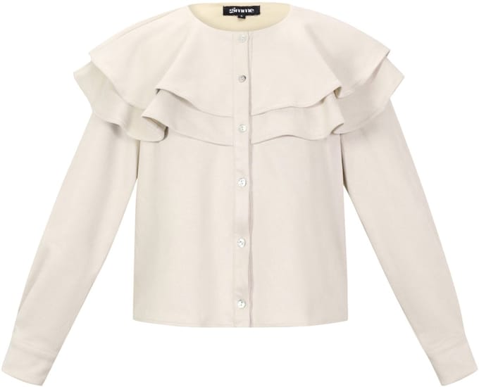 Dames blouse met ruches van geweven polyester - elegante effen blouse voor werk en uitgaan