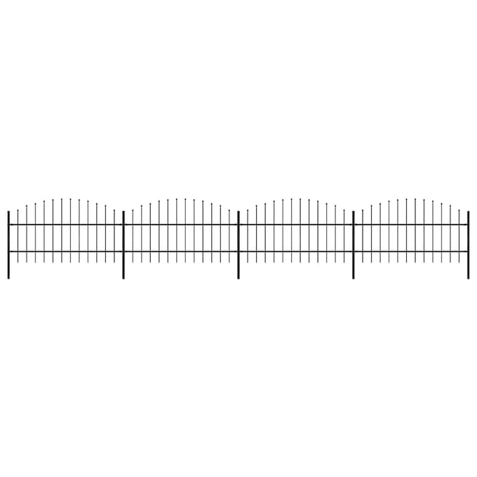 vidaXL - Tuinhek - met - speerpunt - staal - 671x100 - cm - zwart