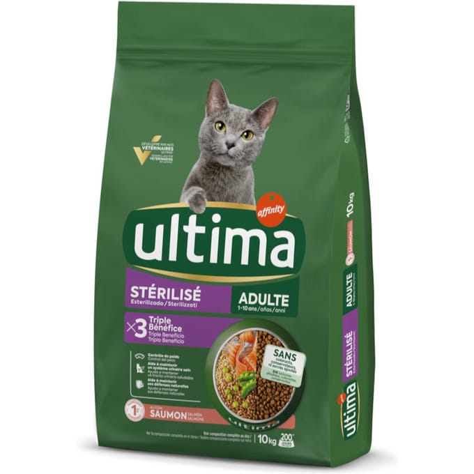 10kg Ultima Cat Sterilized Zalm & Gerst Kattenvoer