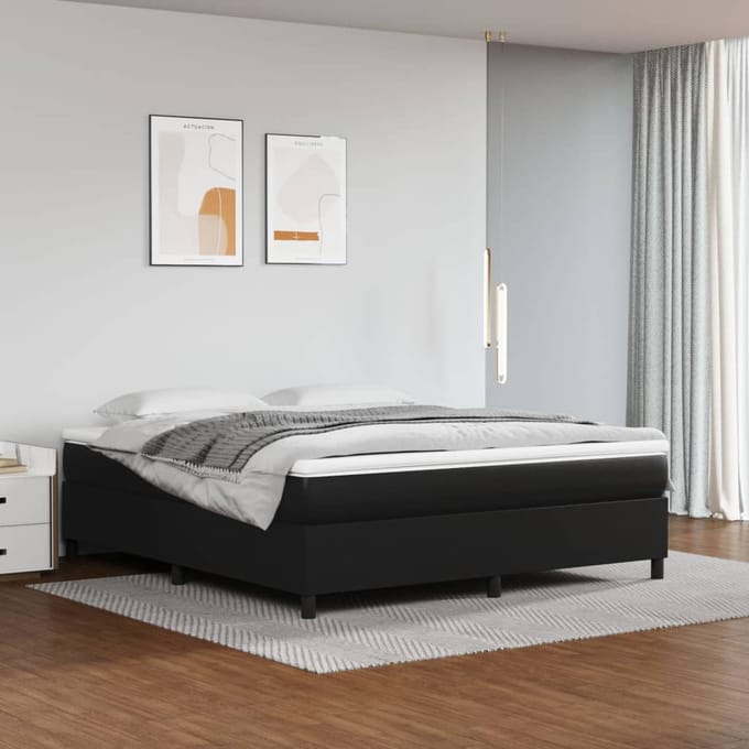 vidaXL - Boxspring - bed - kunstleer - zwart - 180x200 - cm