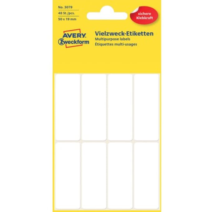 Etiket avery zweckform 3079 50x19mm wit 48 Etiketten