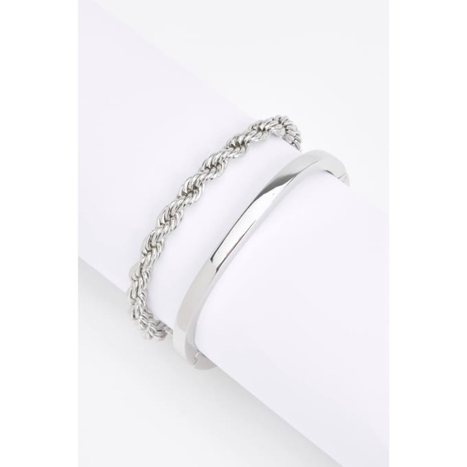 boohoo Dames Ketting- en banglearmbandenset | Zilver