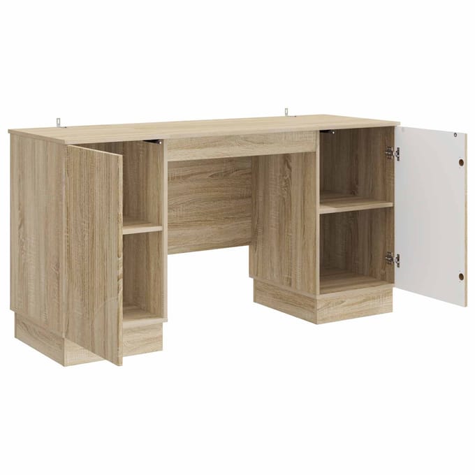 vidaXL - Bureau - Sonoma - Eiken - 142,5 - x - 50 - x - 75 - cm - Bewerkt - hout