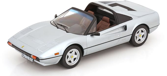 Ferrari 308 GTS 1982 Silver met afneembare kap - Norev 187934 - schaal 1:18 - lengte ca. 24 cm