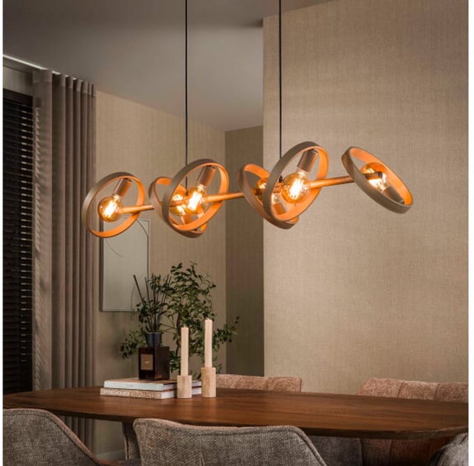 Hanglamp Hover 6L - Beige - 120x26x150 cm