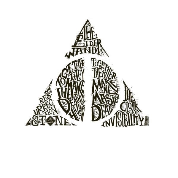 Harry Potter Deathly Hallows Text dames t-shirt - Wit - XS