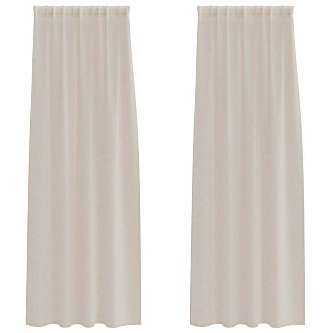 vidaXL - Voile - Gordijn - 2 - st - Zand - 245 - x - 140 - cm - Polyester