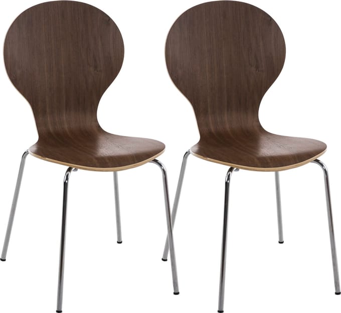 CLP Diego Set van 2 stapelstoelen Hout/walnoot