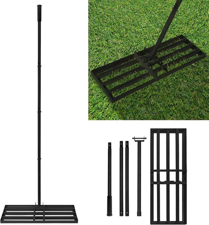 Gazon Hark - Leveling Rake - Gazon Egaliseren - Verstelbare Lengte - 25 x 75 cm - Zwart