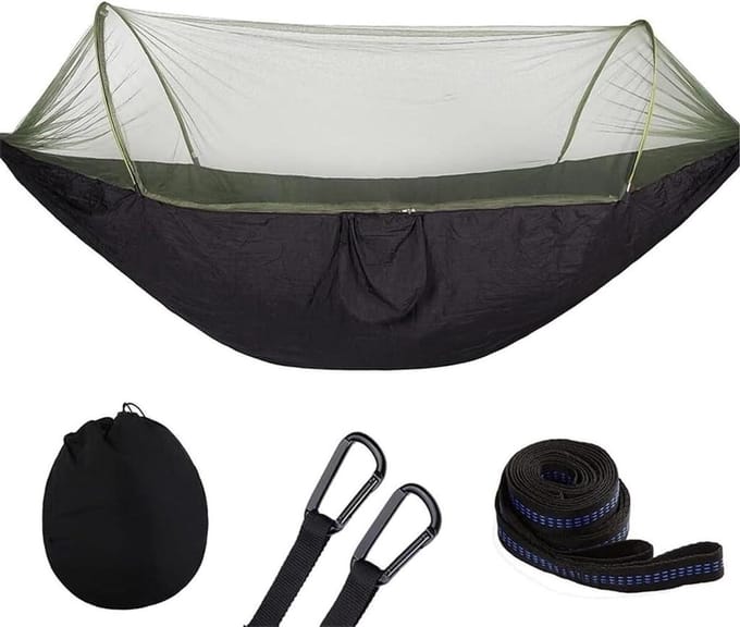 Camping Hangmat - Draagbare Tent - Outdoor Ontspanning - Met Geïntegreerd Net - 290x140 Cm - Naturel